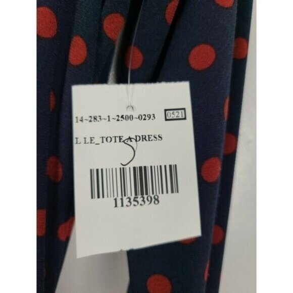 Sabie Womens Midi Dress Small Navy Red Polka Dot Uneven Ruffle Long Sleeve Fairy - Picture 9 of 9